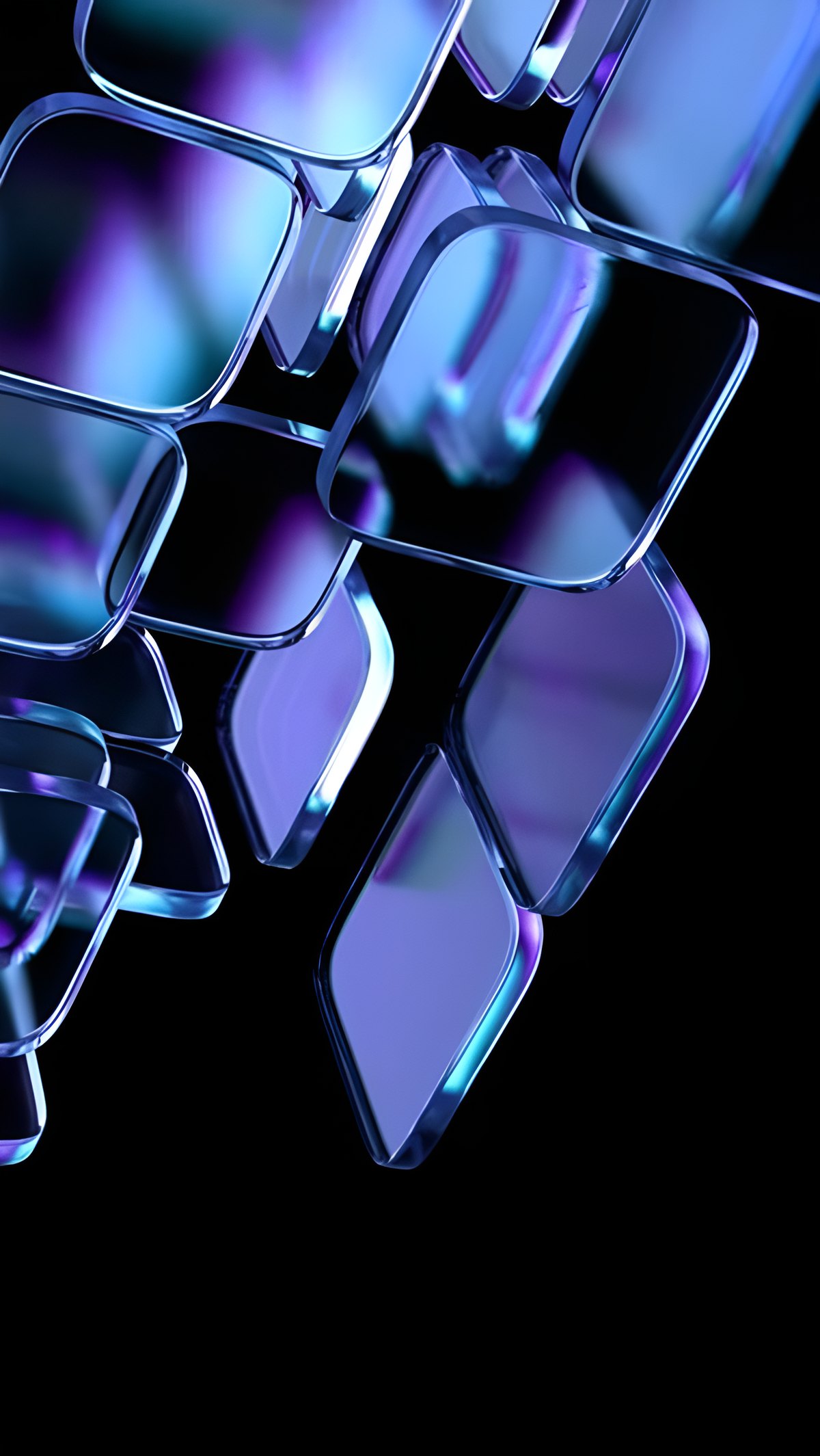 Abstract 3D glass cubes representing Sky Venture Labs' integrated services